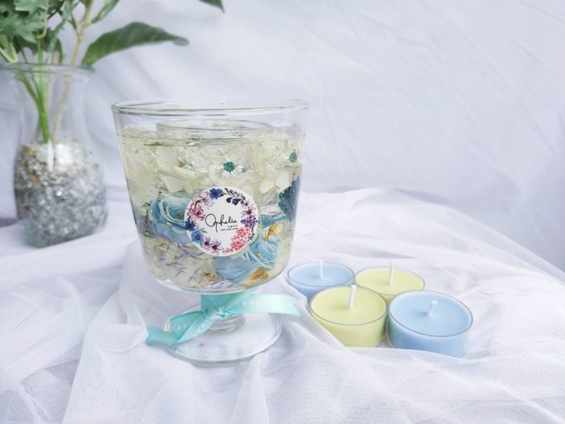 【礼物首选】欧式花艺烛台(含茶蜡一颗)-浅蓝玫瑰 - 蜡烛/烛台 - 蜡 