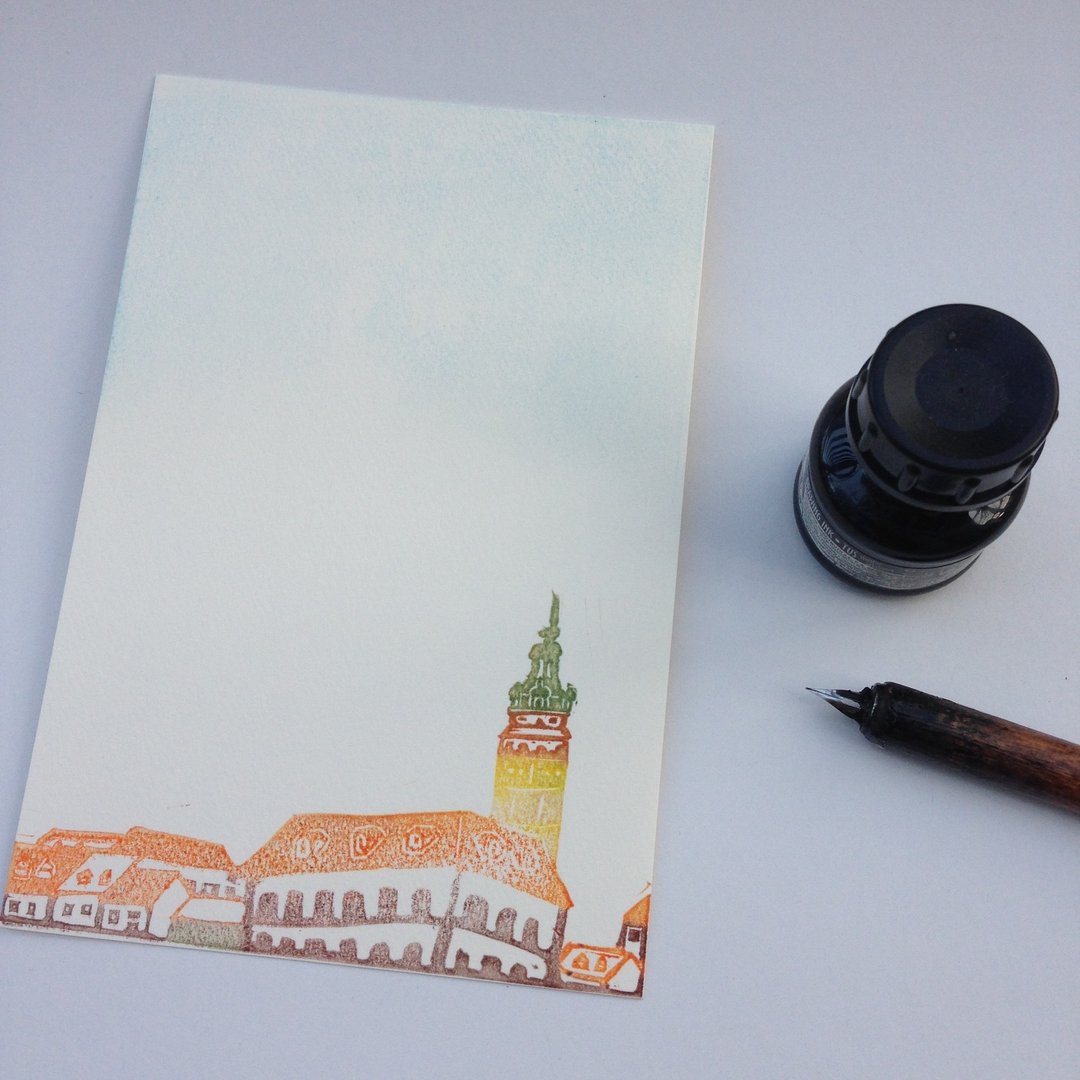 Hanko hand stamped post card (Czech Republic) - 卡片/明信片 - 纸 