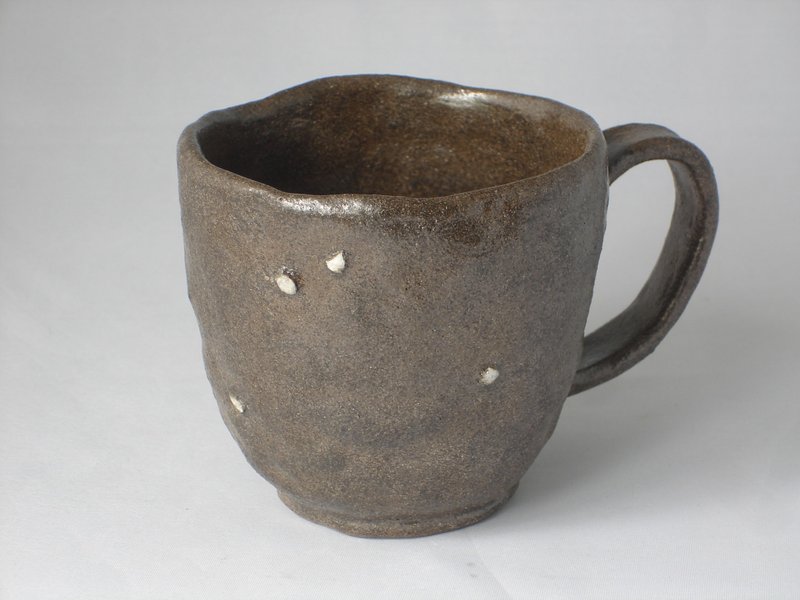 Black Silver Feldspar Grain Mug Cup Japanese Ceramic Pottery - 咖啡杯/马克杯 - 陶 黑色
