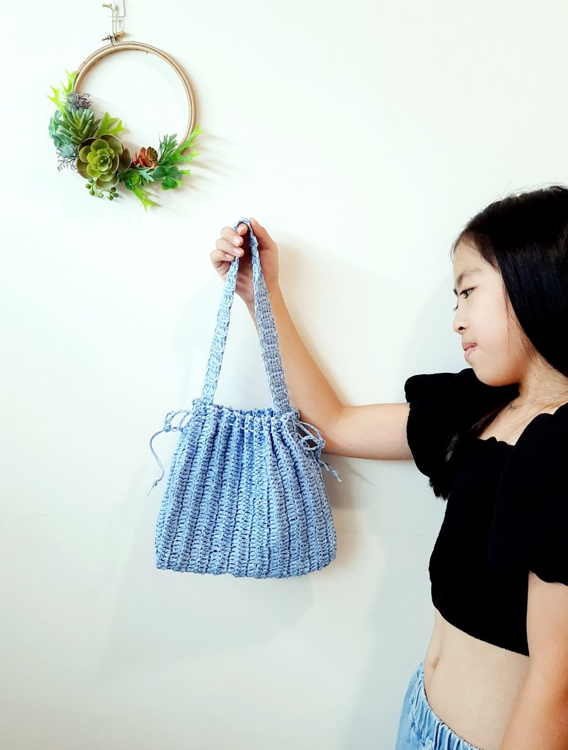 手工草线编织 肩背百褶包(风琴包/肩背包/Pleated bag/绉褶包) - 手提包/手提袋 - 棉．麻 多色