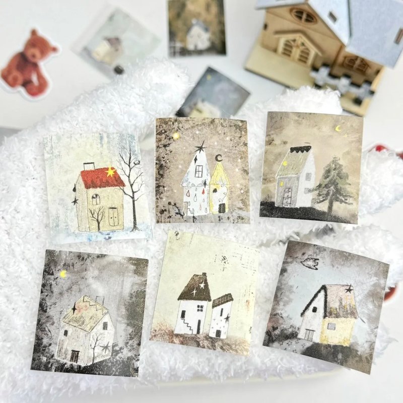 门扉志 大人のための 静かな夢の家 塩顏繪畫 和紙膠帶 10米卷 - 纸胶带 - 其他材质 多色