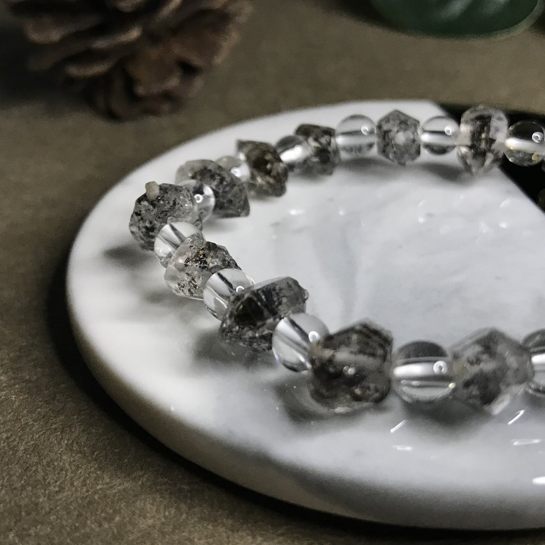 净化之石闪灵钻HerkimerDiamond手链 提升水晶能量 情人生日礼物 - 手链/手环 - 水晶 