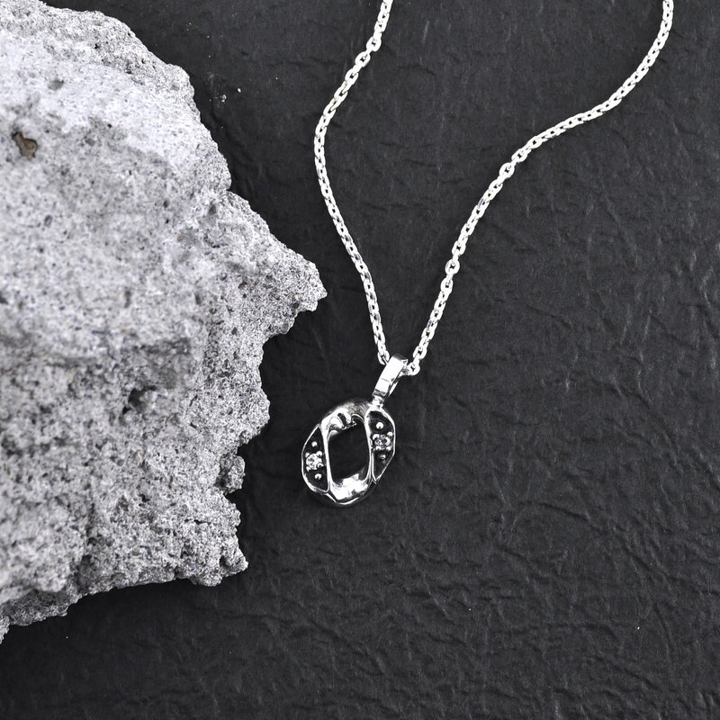 链目项链(镶CZ钻石) 925纯银 - 项链 - 纯银 银色