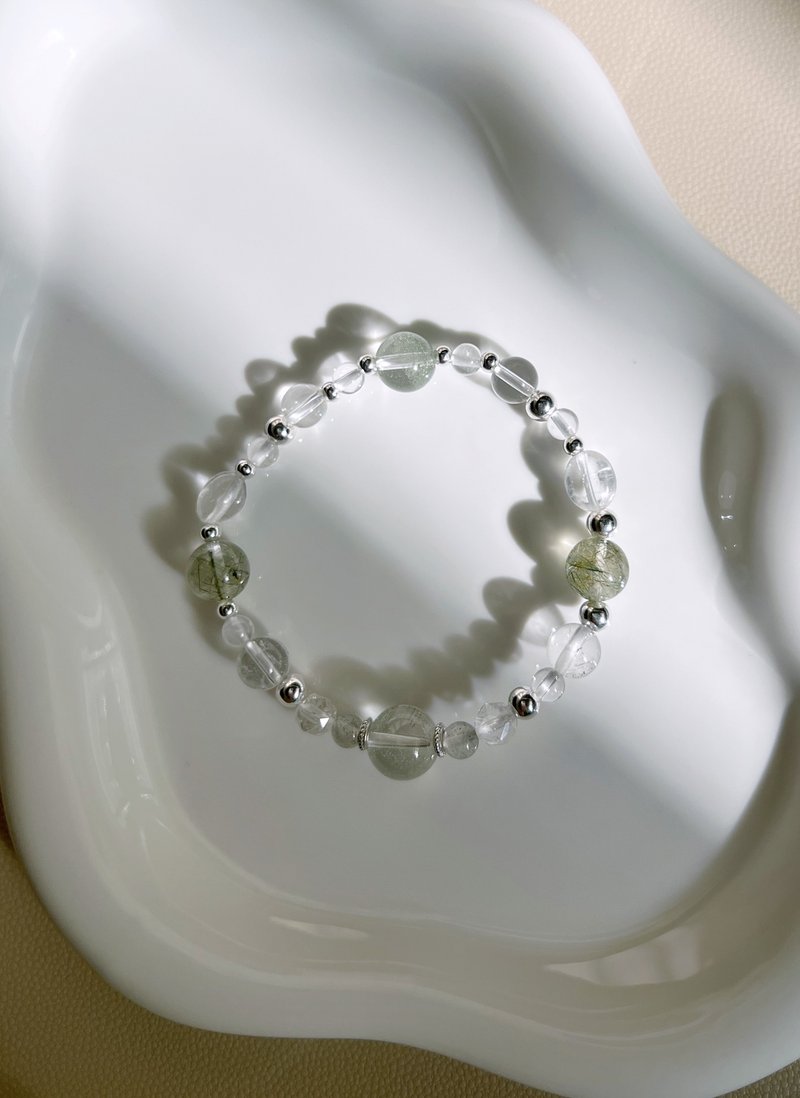 【绿悠】绿幽灵 / 绿发晶 / 白水晶 / 925 纯银 - 手链/手环 - 水晶 透明