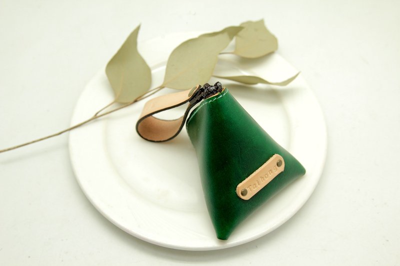 包粽包中手染植物鞣零钱粽包-可免费刻印名字 - 零钱包 - 真皮 多色