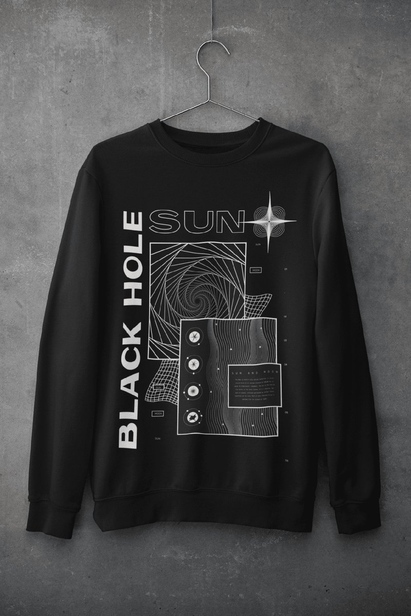 Y2K Vaporwave 大学T，太空印花 100% 纯棉 90年代街头风 男女同款大学T - 男装针织衫/毛衣 - 棉．麻 多色