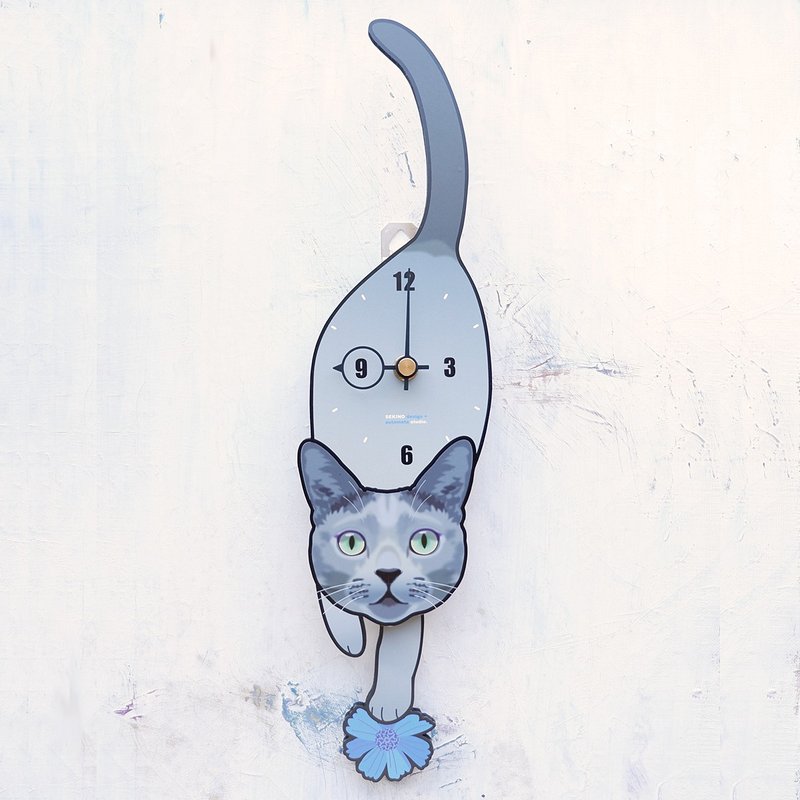 C-80 俄罗斯蓝猫 - 动物造型钟摆钟 - 时钟/闹钟 - 木头 