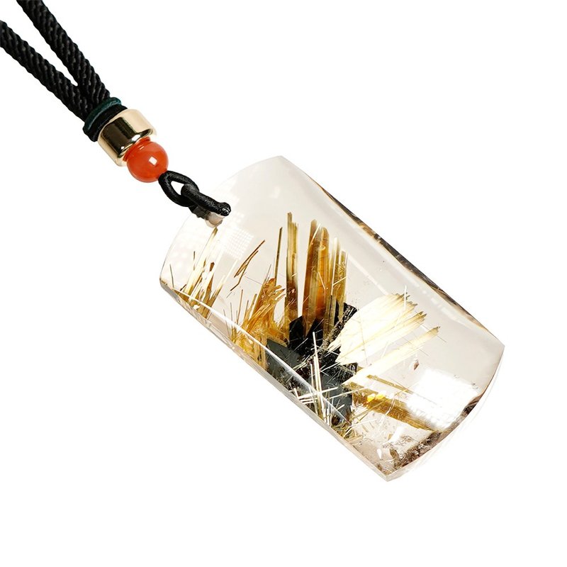 【正佳珠宝】金钛晶 超顶级母矿金花 28.4g 钛晶无事牌 金钛晶 - 项链 - 半宝石 多色