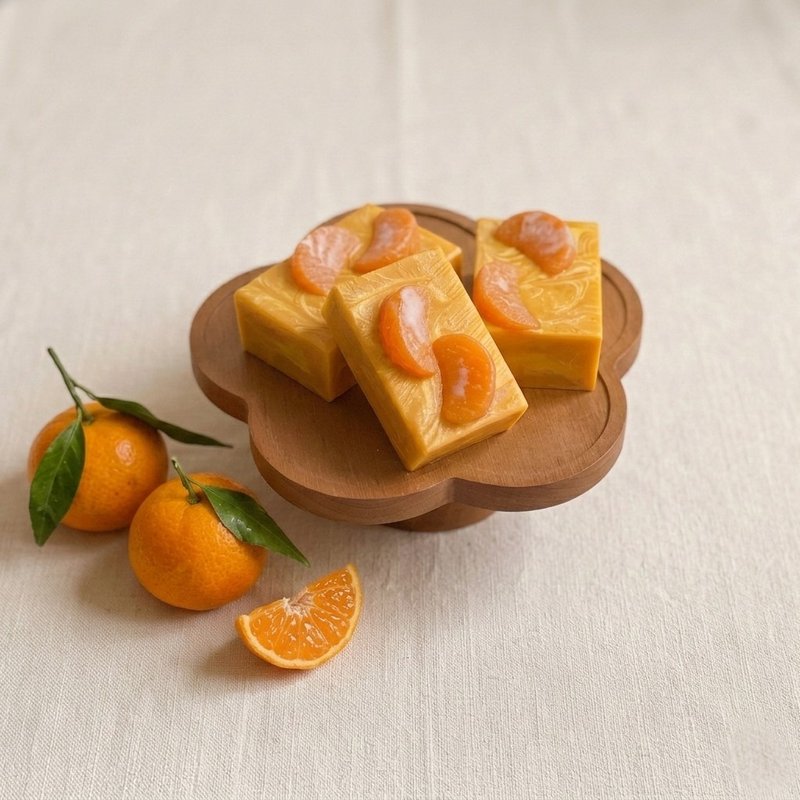 大吉大利—橘子蛋糕手工皂_ 鲜榨橘皮原汁入皂_附包装_清爽不干涩 - 肥皂/手工皂 - 其他材质 橘色