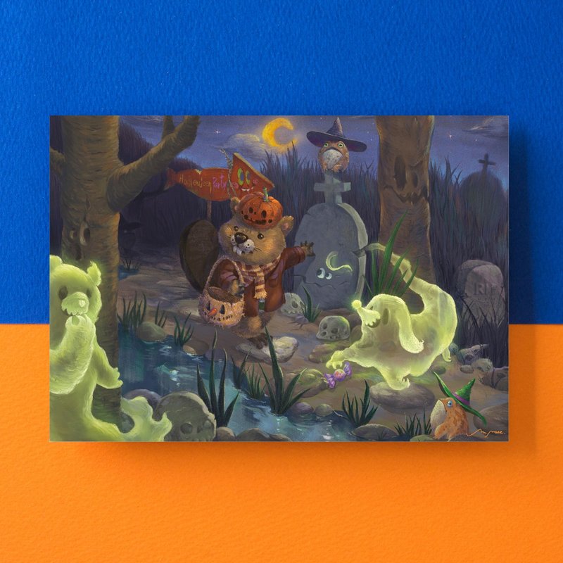 欢迎光临万圣派对 / 明信片 - 卡片/明信片 - 纸 黑色