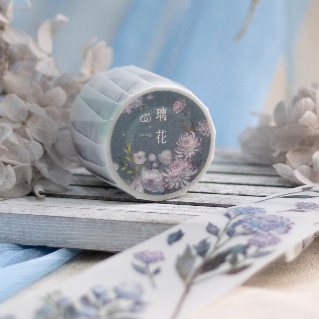璃花 - 5cm 雾面PET胶带 - 纸胶带 - 塑料 蓝色