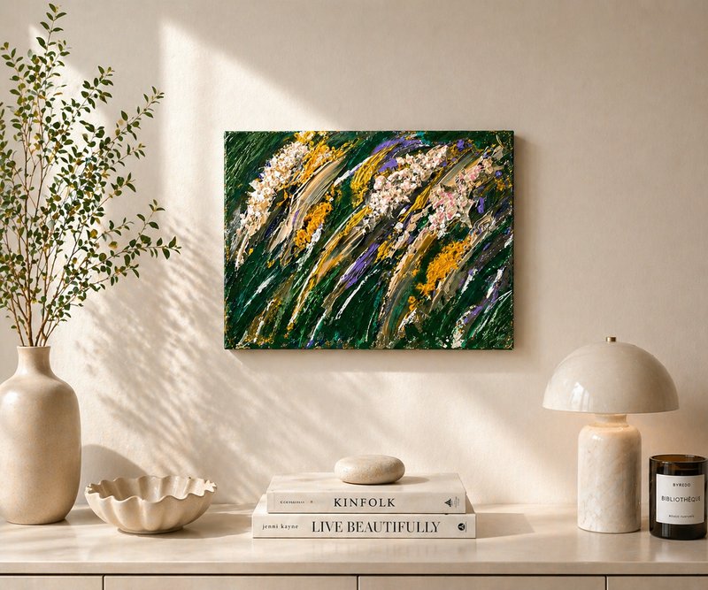 【野风之花】抽象花卉挂画 - 30×25 压克力原作・温柔收藏系列 - 摆饰 - 棉．麻 
