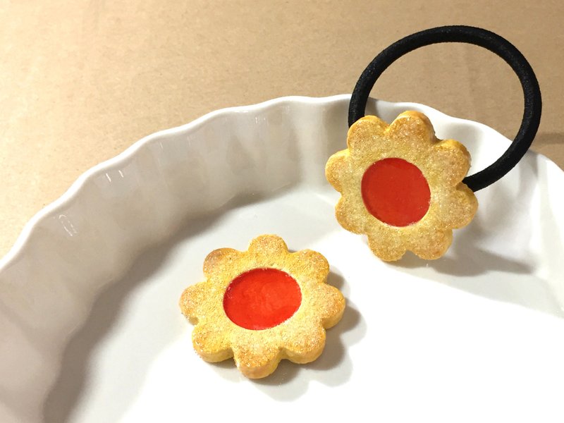 草莓果酱饼干发圈 | 仿真食物黏土制发圈 - 发饰 - 粘土 红色