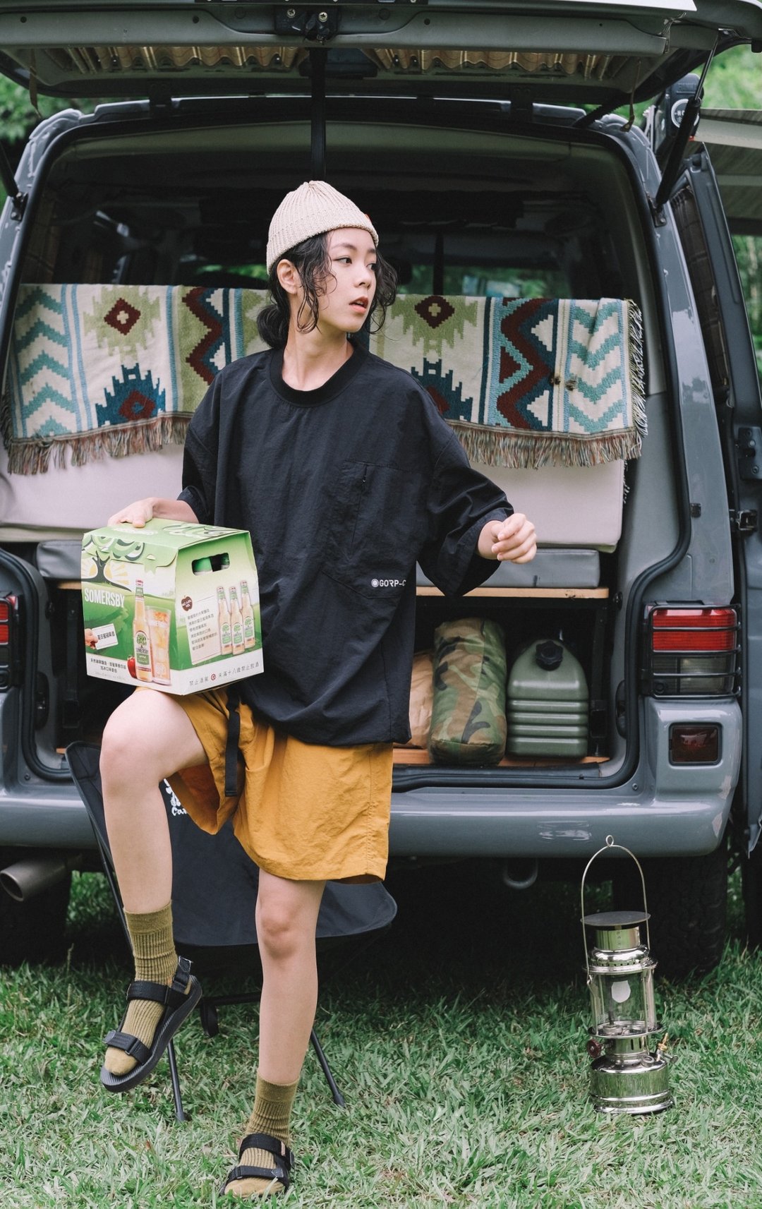 Gorpcore轻工装下摆收边短袖-3色-炫酷黑 - 男装上衣/T 恤 - 棉 黑色