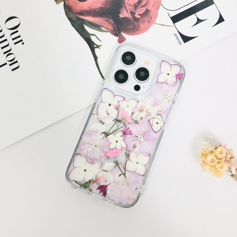 天然粉白色系押花手机壳适用于iPhone 16e Samsung S25 Ultra - 手机壳/手机套 - 植物．花 