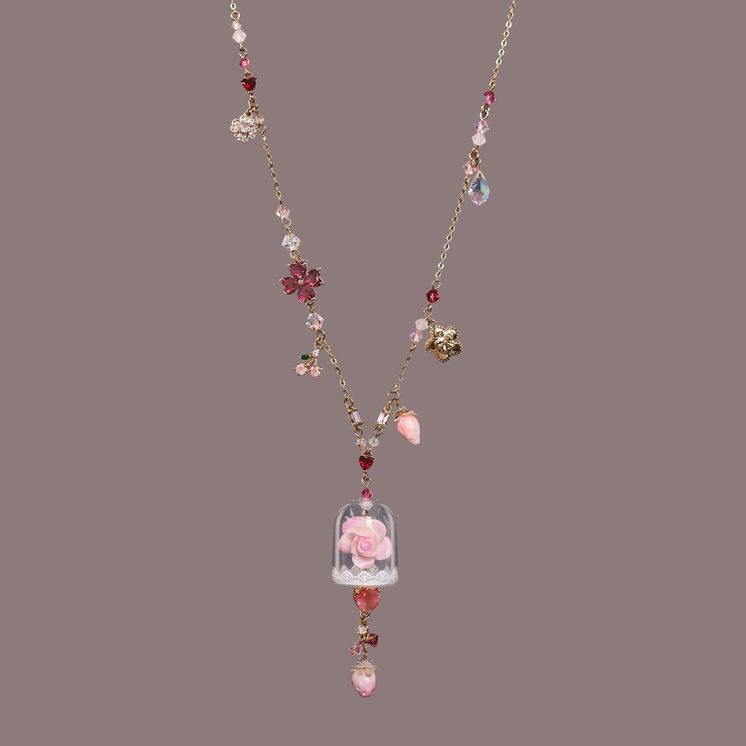 冬日水晶圣诞钟玫瑰S925长项链 - 手链/手环 - 粘土 蓝色