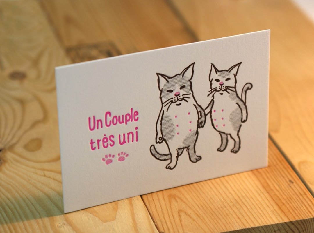 Cat couple - 卡片/明信片 - 纸 粉红色
