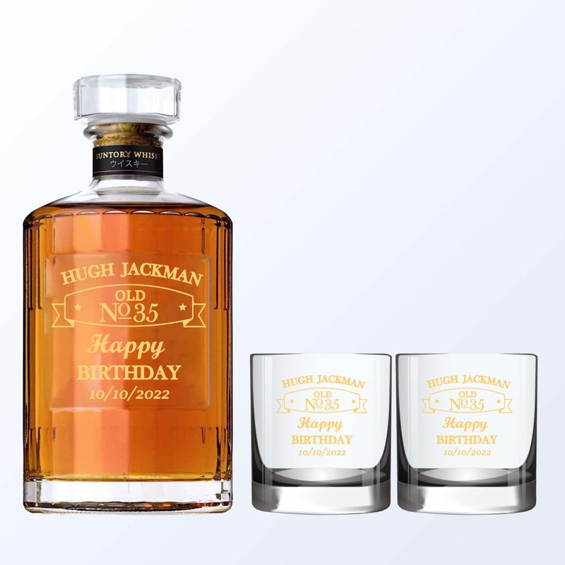 Whisky Gift Set|Hibiki向威士忌杯套装|雕刻礼物套装礼物定制化 - 酒类 - 玻璃 