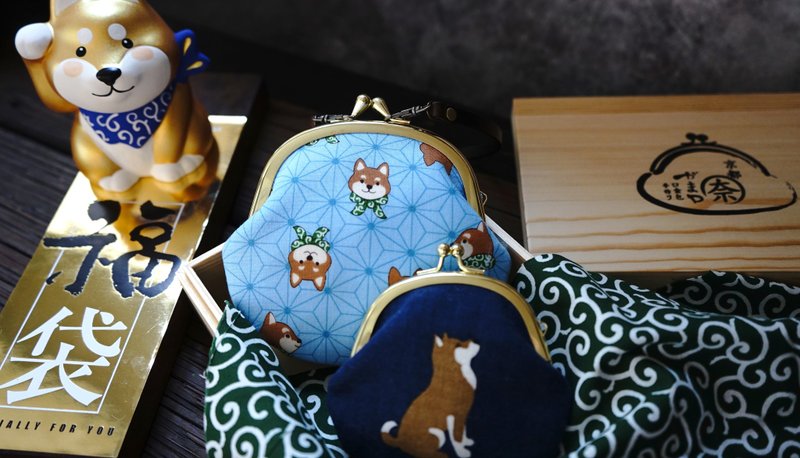 柴犬/零钱包/口金包/京都奈限定版金柴犬组合 - 零钱包 - 棉．麻 