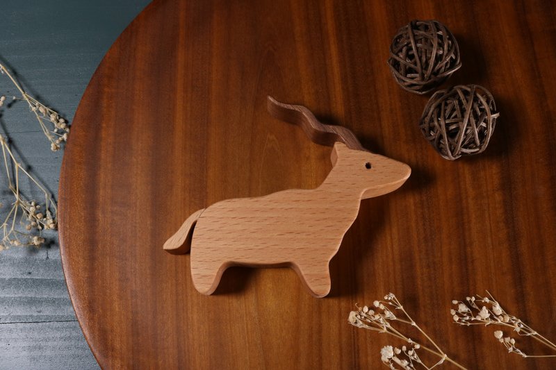 疗愈系木偶 x 心愈伙伴 - 旋角羚 - 玩偶/公仔 - 木头 白色