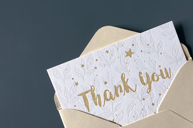 Letterpress活版印刷感謝卡 感恩卡  thankyou card 含信封 - 卡片/明信片 - 纸 