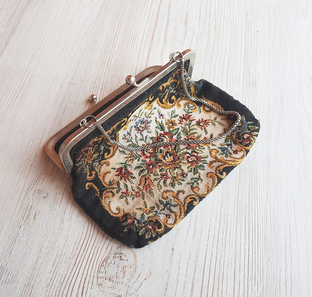 Vintage ladies concert purse - tapestry gobelin retro womens handbag pouch - 手提包/手提袋 - 其他材质 