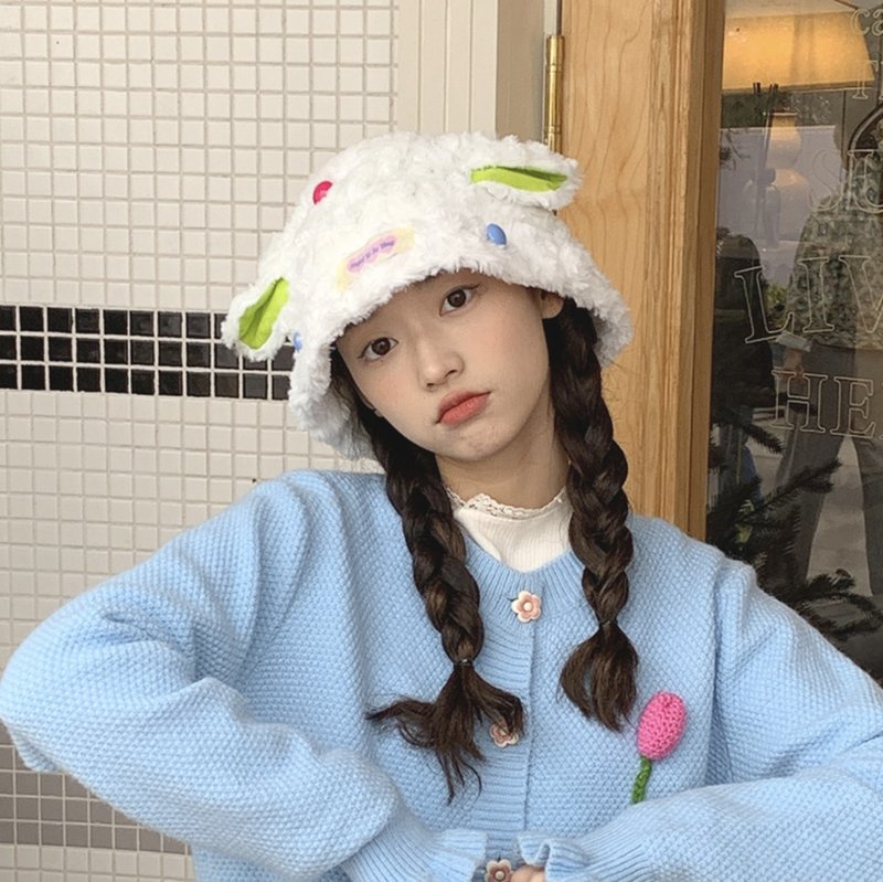 彩虹豆 羊咩咩帽 保暖毛绒帽 - 帽子 - 尼龙 多色