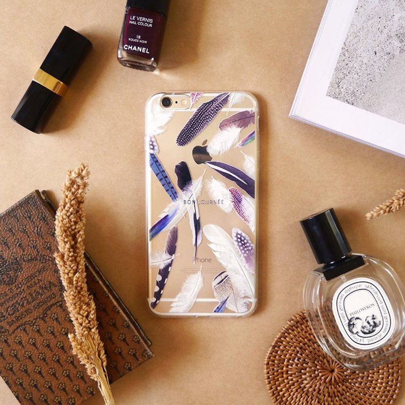 欧洲羽毛水晶透明软壳 - 手机壳/手机套 - 硅胶 咖啡色