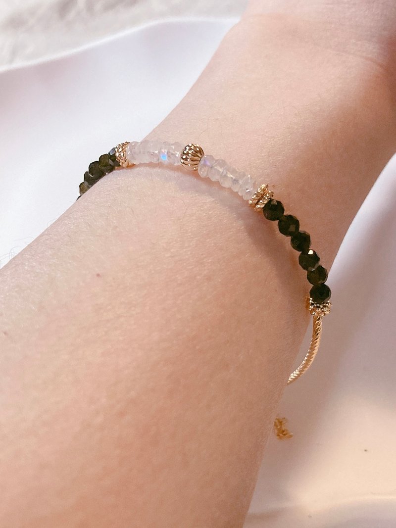 正能量 天然石手作手链 斯里兰卡蓝光月光石/金曜石 - 手链/手环 - 宝石 