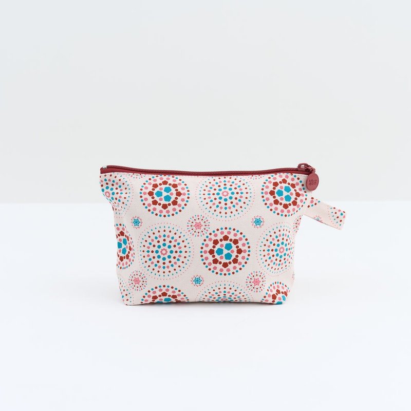 拉链梯形收纳包/烟火/绚烂粉红 - 化妆包/杂物包 - 棉．麻 粉红色