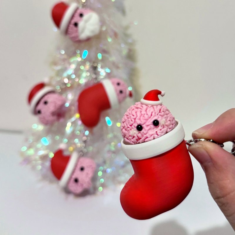 The lilBrain 圣诞袜按键锁匙扣  / 疗愈 | 减压 | 3D打印 / - 钥匙链/钥匙包 - 塑料 粉红色
