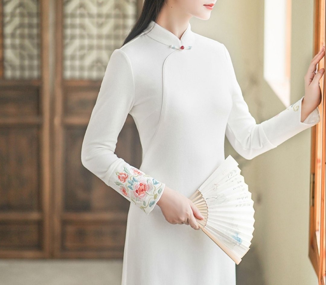 新中式  改良旗袍中国风白色长袖连衣裙仙气禅意茶服洋装 - 洋装/连衣裙 - 其他材质 白色