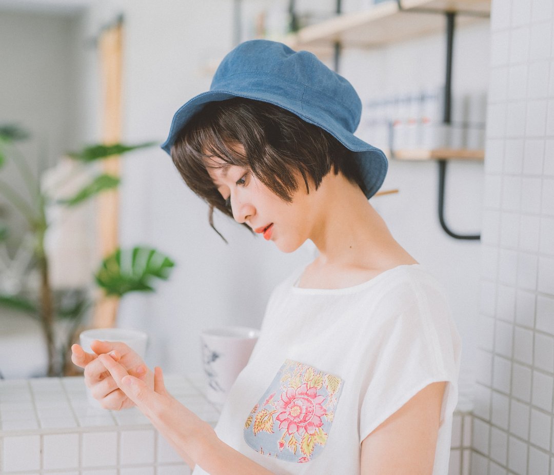 丹宁渔夫帽 - 牛仔、遮阳、手工、Denim - 帽子 - 棉 蓝色