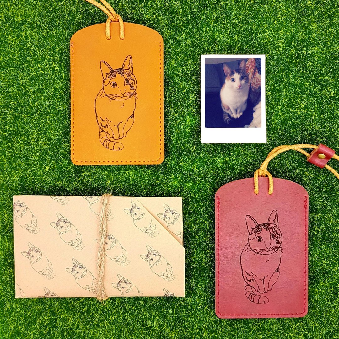 定制化 真皮证件套。照片->绘图->排版->定制。半身*2 - 证件套/卡套 - 真皮 