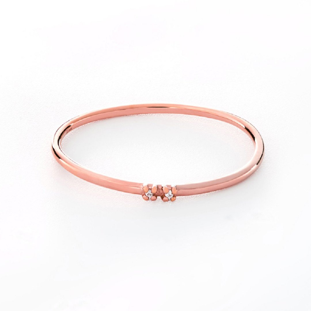 Jane minimal sterling silver ring with zirconia gemstones - 戒指 - 纯银 银色