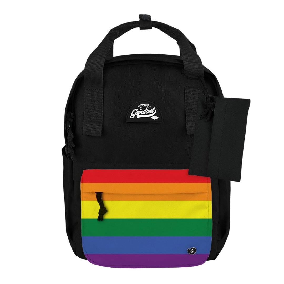 Grinstant混搭可拆组式13寸后背包 - LGBT彩虹限定版 (黑色) - 后背包/双肩包 - 聚酯纤维 黑色