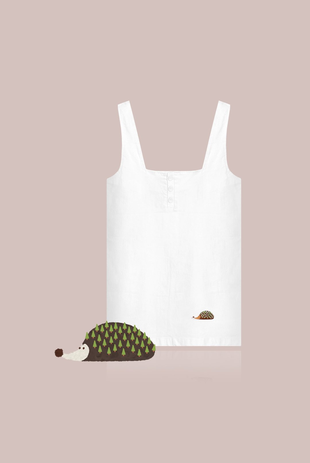 【Last one】小树刺猬－宽宽直筒吊带裙 - 洋装/连衣裙 - 棉 白色