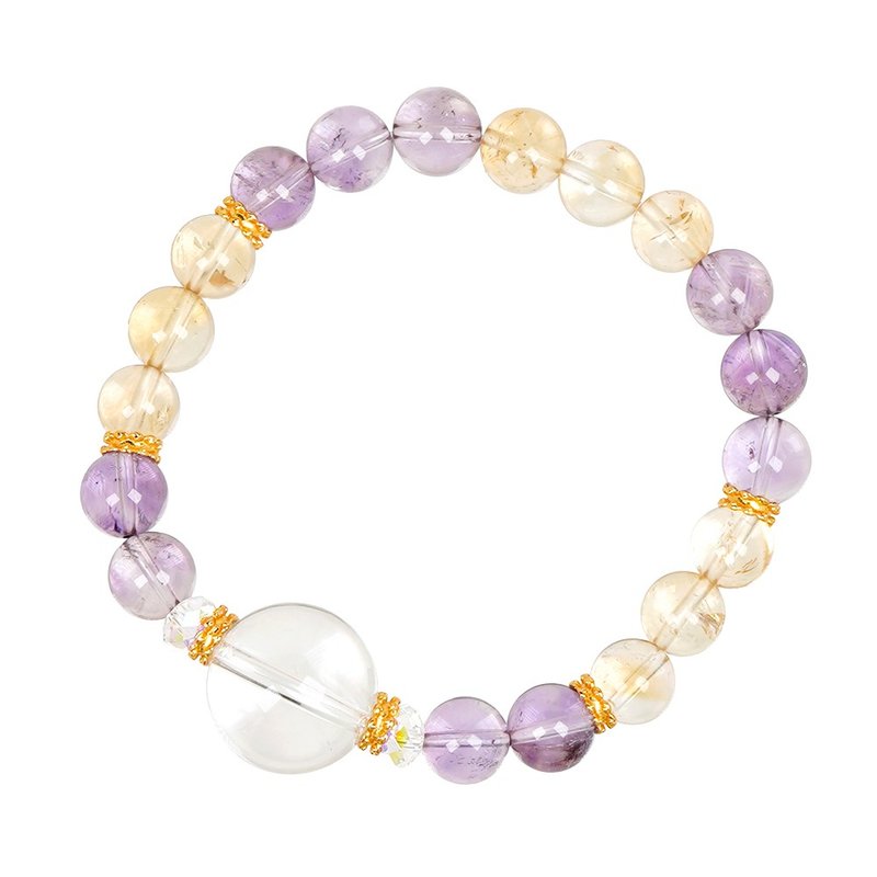【正佳珠宝】彩虹能量矿石 白水晶 紫水晶 黄水晶 智慧财运 祈愿 - 手链/手环 - 半宝石 多色
