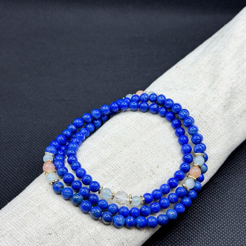 Zen | 108念珠 108 Beads  青金石 橙月亮石 海蓝宝 文殊菩萨心咒 - 手链/手环 - 水晶 