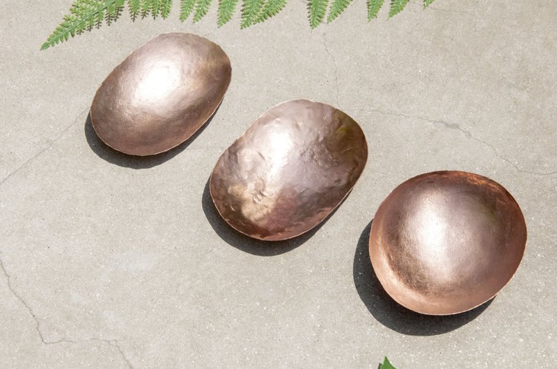 手工红铜盘/复古手工铜饰品盘/手工铜盘/置物盘/收纳盘-简约纹理 - 浅碟/小碟子 - 铜/黄铜 红色