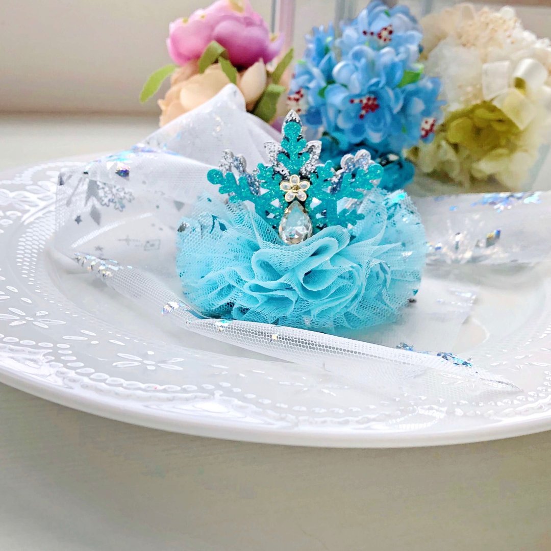 冰雪奇缘雪花冬天闪亮儿童女孩网纱皇冠发夹发饰 - 发饰 - 其他材质 蓝色