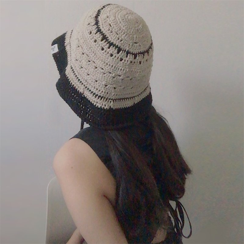 度假风夏季亚麻渔夫帽 夏季帽子 米色 黑色 - 帽子 - 其他材质 金色