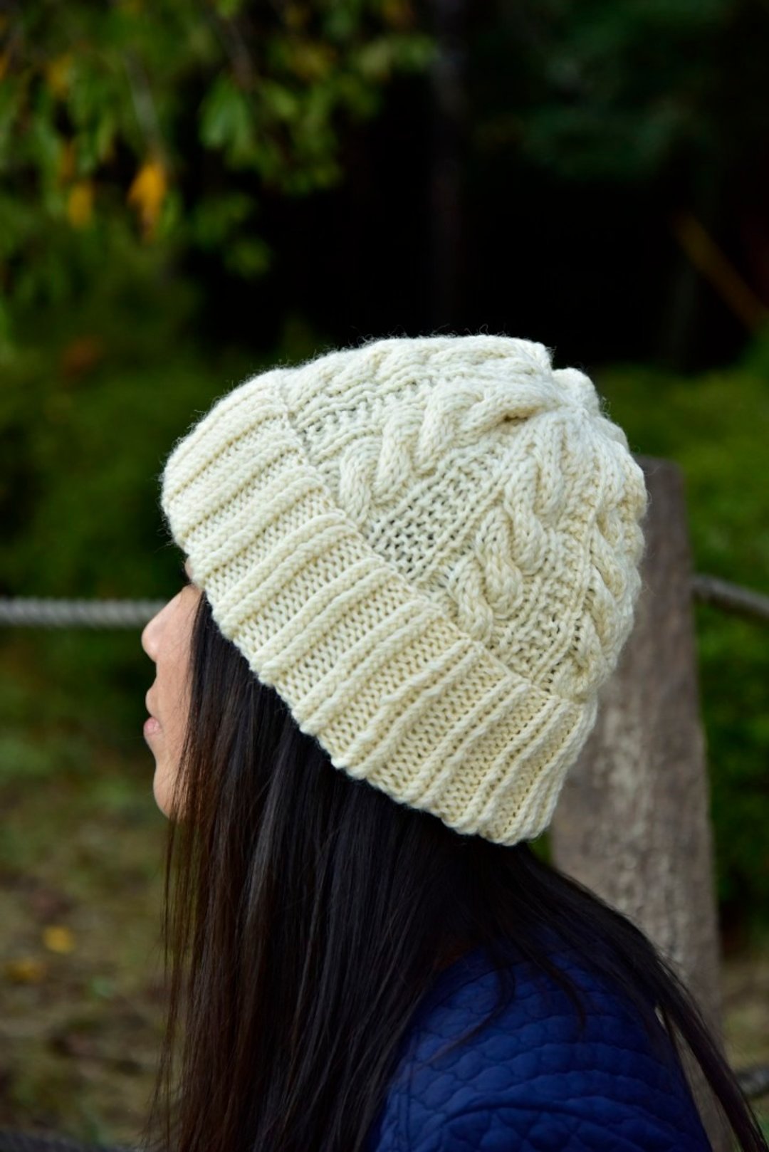 cable knitted , hat, cap, wool, unisex, order, original - 帽子 - 羊毛 白色