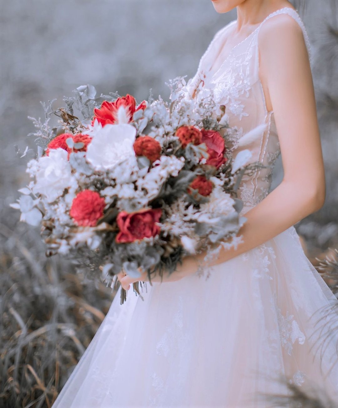 欧式干燥花手绑捧花【嫣红柔绿】新娘捧花/婚纱外拍/婚礼捧花 - 干燥花/捧花 - 植物．花 红色