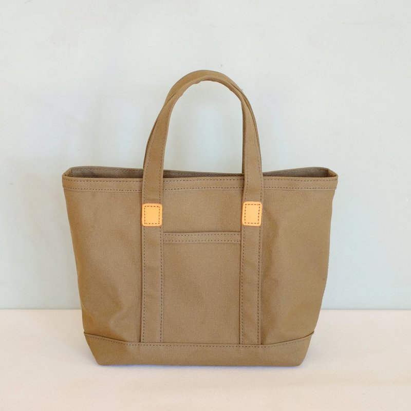 革与帆布托特包 S  卡其色 - 手提包/手提袋 - 棉．麻 卡其色