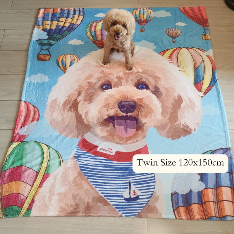 定制化宠物似颜绘毛毯 珊瑚绒被 - 被子/毛毯 - 其他材质 