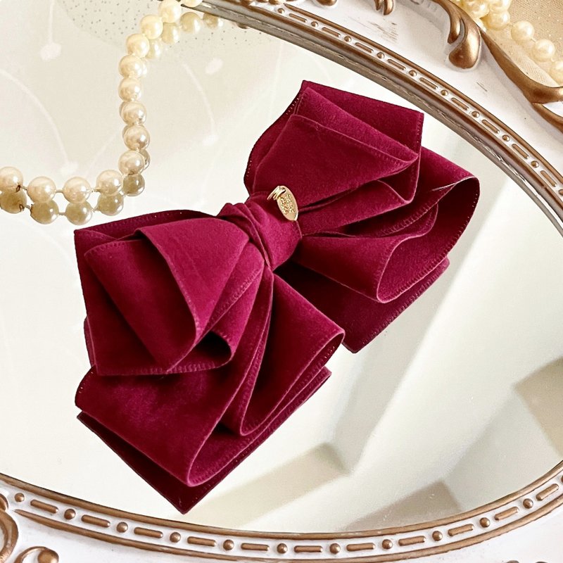 韩国绒蝴蝶结发夹 大肠圈 发圈 抓夹发梳 香蕉夹鲨鱼夹边夹马尾 - 发饰 - 其他材质 红色