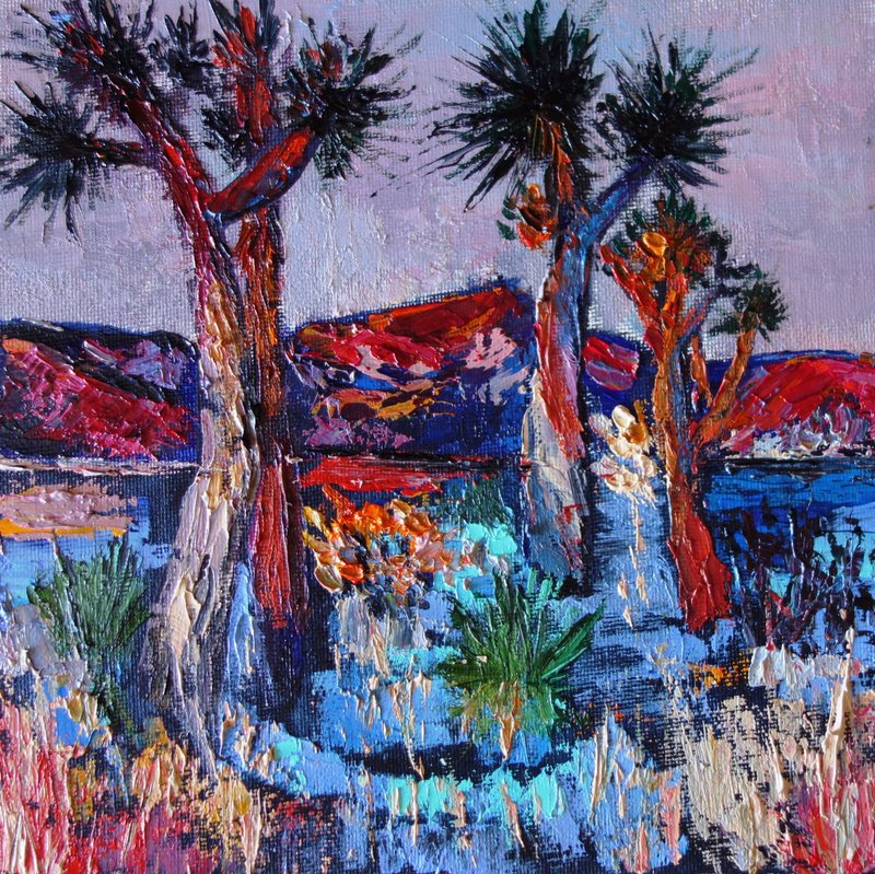 Desert Painting Oil  油畫原作 Floral Original Art Landscape Impasto - 海报/装饰画/版画 - 颜料 多色