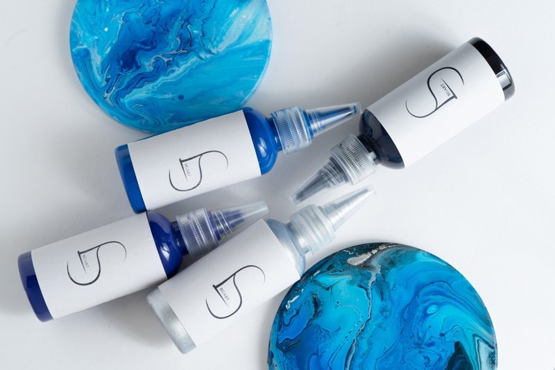 流体颜料-汪洋大海配色组 - 插画/绘画/写字 - 颜料 蓝色