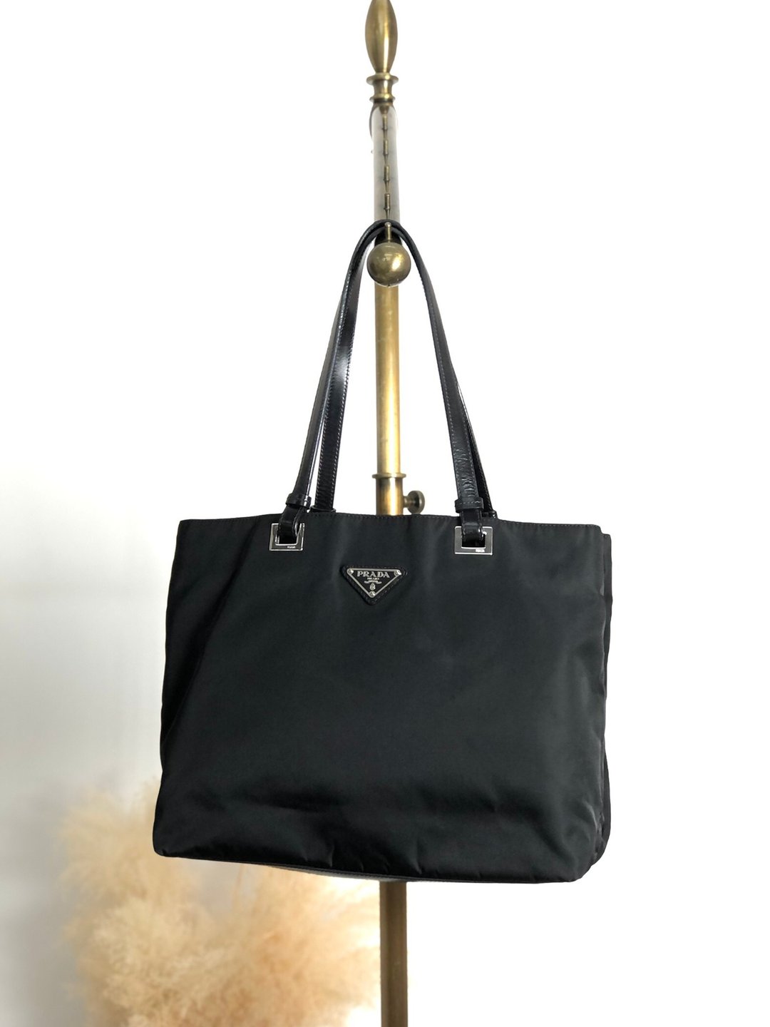 【日本直送 名牌二手包】PRADA 普拉达 手提包 黑色 三角标志 尼龙 托特包 vintage - 手提包/手提袋 - 尼龙 黑色